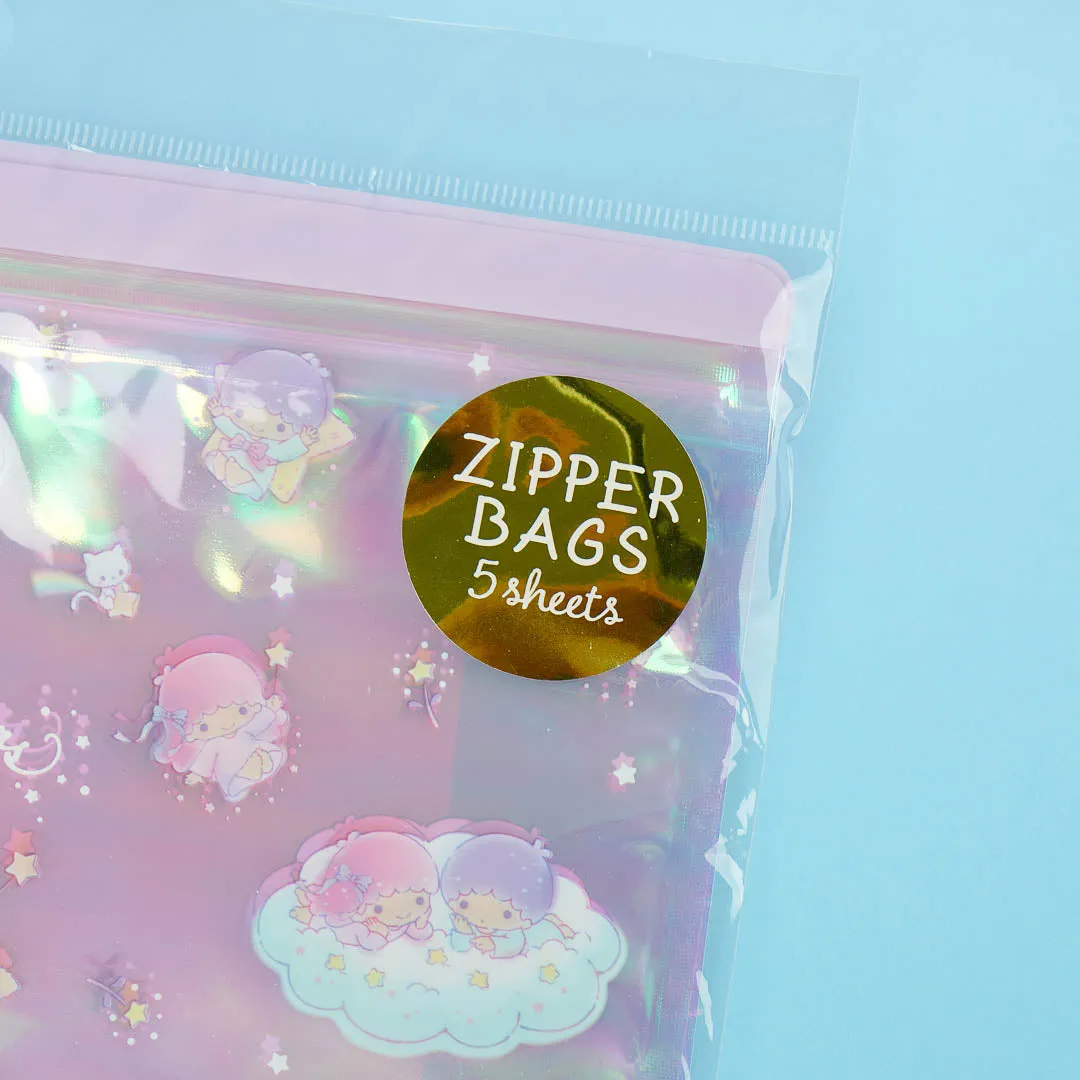 Little Twin Stars Aurora Holographic Zip Bag Set - 5 Pcs