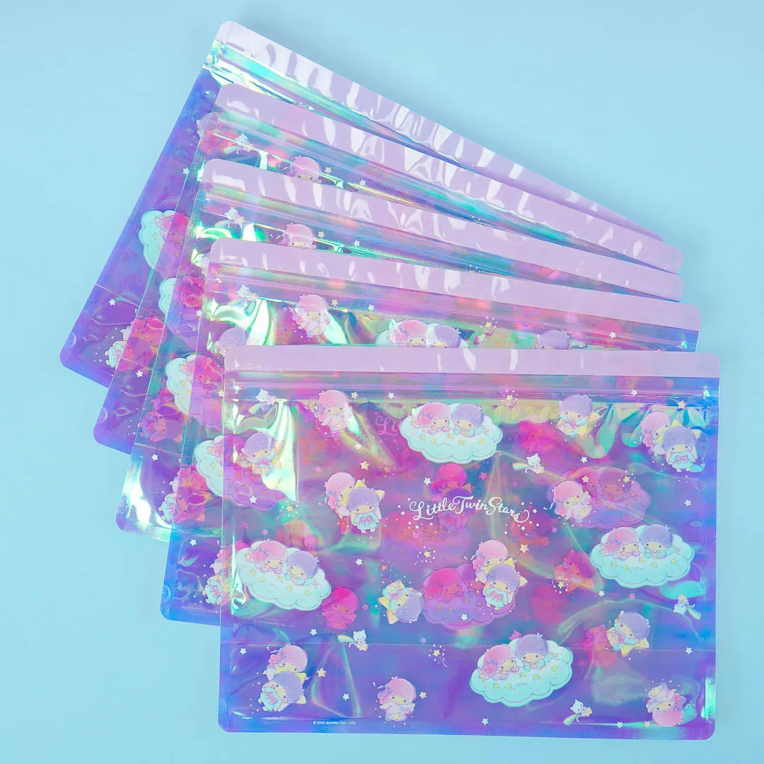 Little Twin Stars Aurora Holographic Zip Bag Set - 5 Pcs
