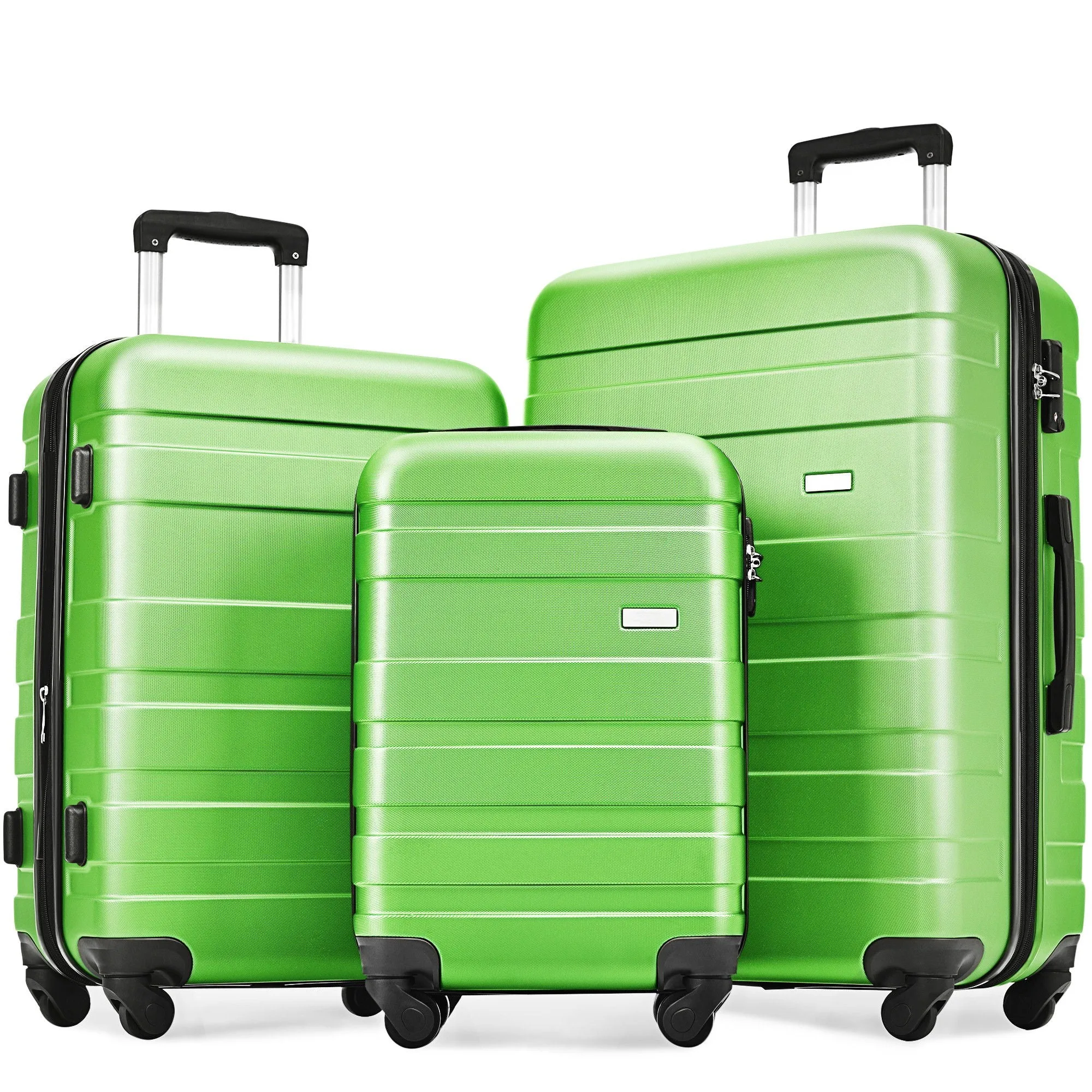 Luggage Sets New Model Expandable Abs Hardshell 3 Pieces Clearance Luggage Hardside Lightweight Durable Suitcase Sets Spinner Wheels Suitcase With Tsa Lock 20''24''28'' (Apple Green)