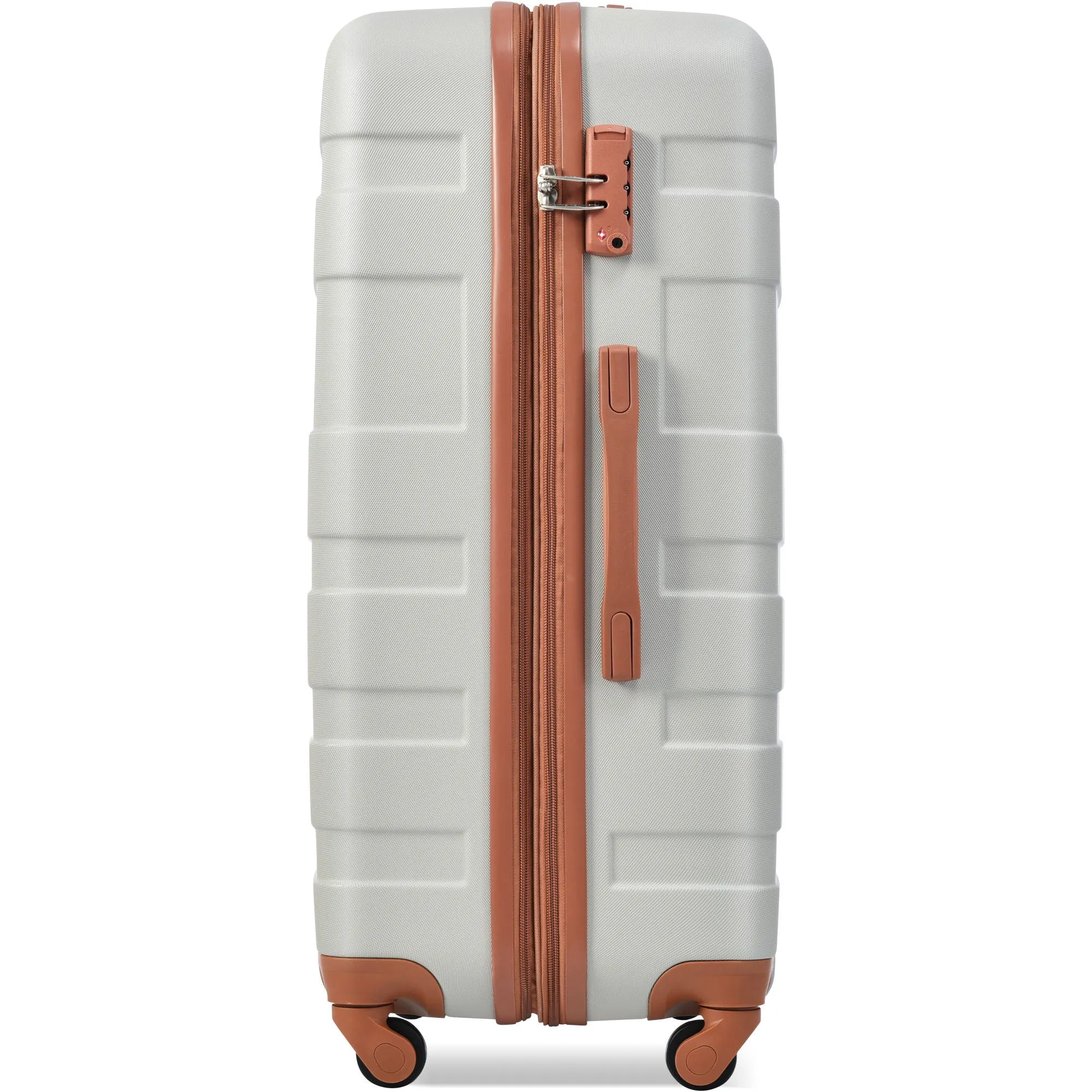 Luggage Sets New Model Expandable Abs Hardshell 3 Pieces Clearance Luggage Hardside Lightweight Durable Suitcase Sets Spinner Wheels Suitcase With Tsa Lock 20''24''28'' (Light Gray And Brown)