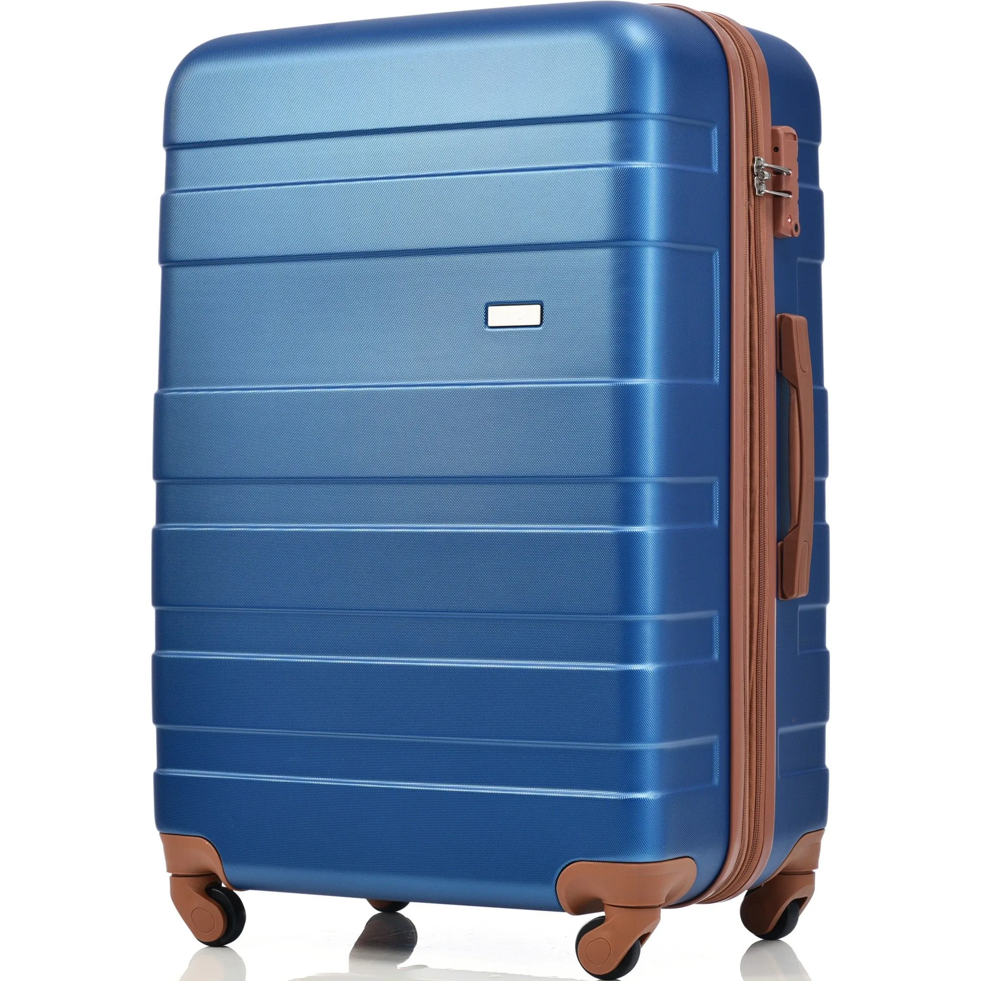 Luggage Sets New Model Expandable Abs Hardshell 3 Pieces Clearance Luggage Hardside Lightweight Durable Suitcase Sets Spinner Wheels Suitcase With Tsa Lock 20''24''28'' (Navy And Brown)