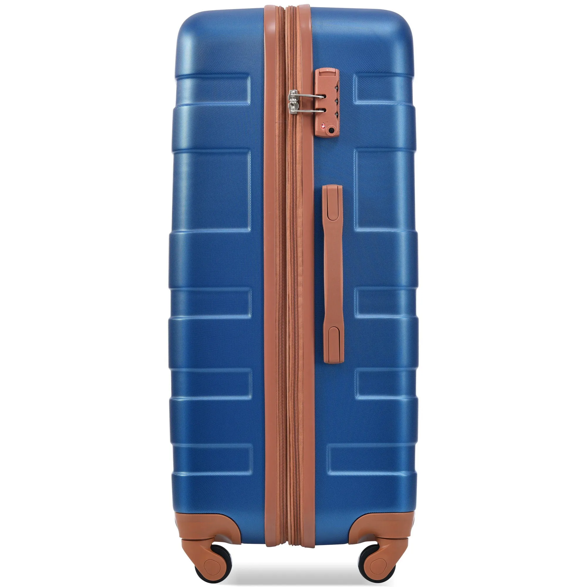 Luggage Sets New Model Expandable Abs Hardshell 3 Pieces Clearance Luggage Hardside Lightweight Durable Suitcase Sets Spinner Wheels Suitcase With Tsa Lock 20''24''28'' (Navy And Brown)