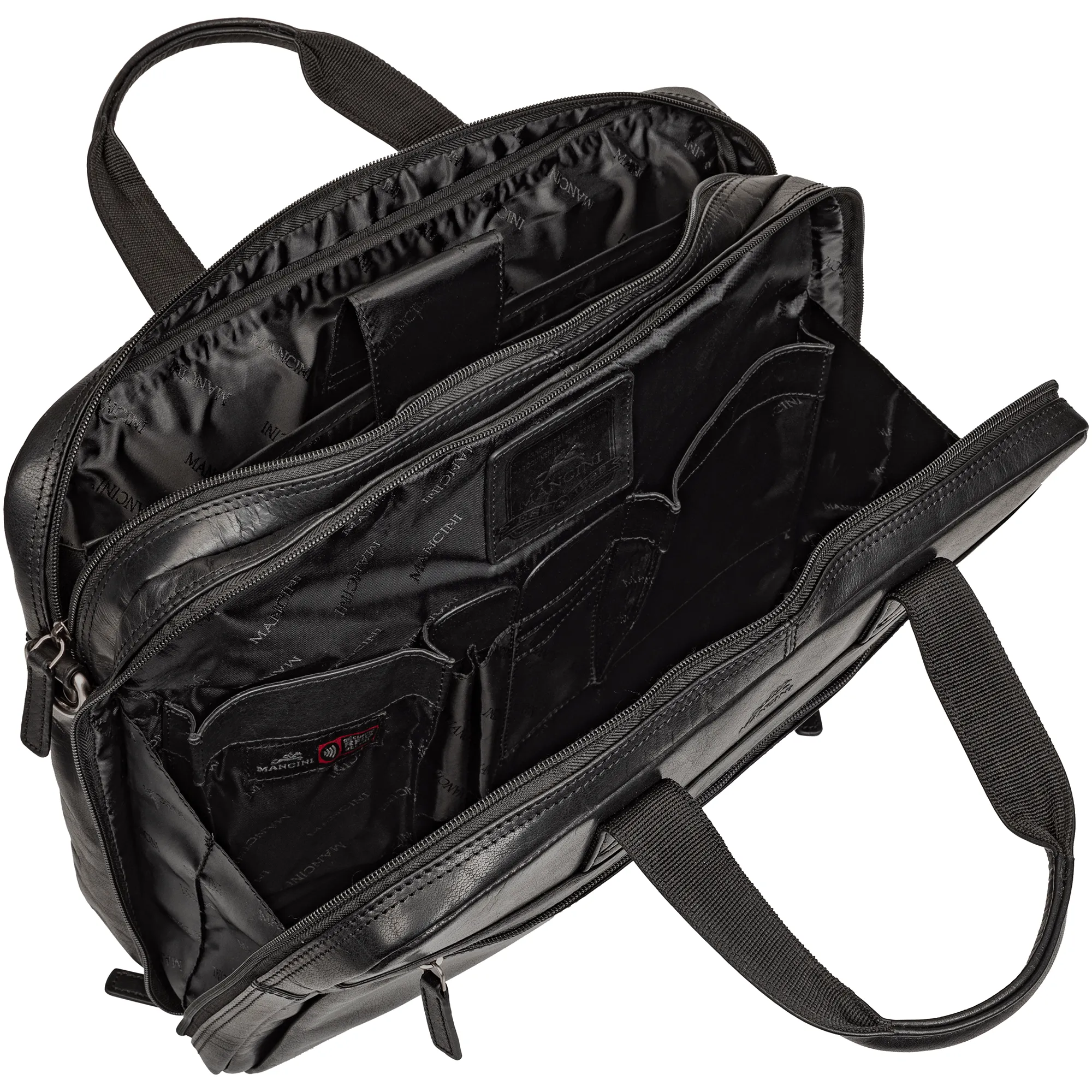 Mancini Buffalo Double Compartment Briefcase for Laptop and Tablet