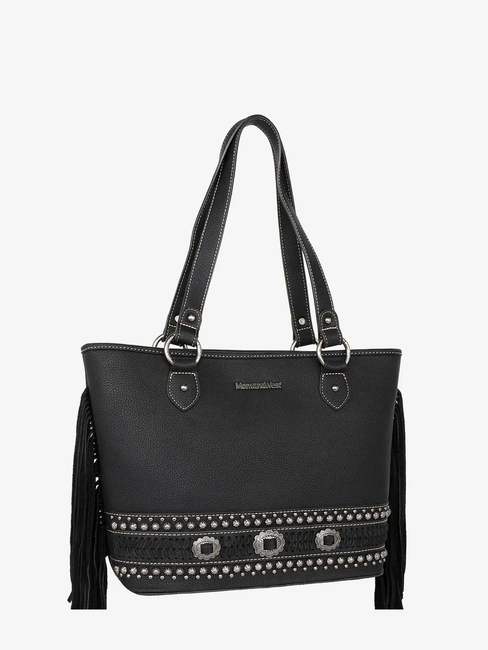 Montana West Concho Leather Fringe Concealed Carry Tote