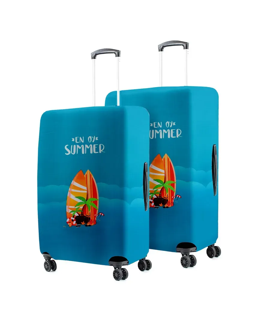 ONLY LUGGAGE COVER | Versatile Blue Polyester Stretchable Printed Protective Luggage Bag Cover