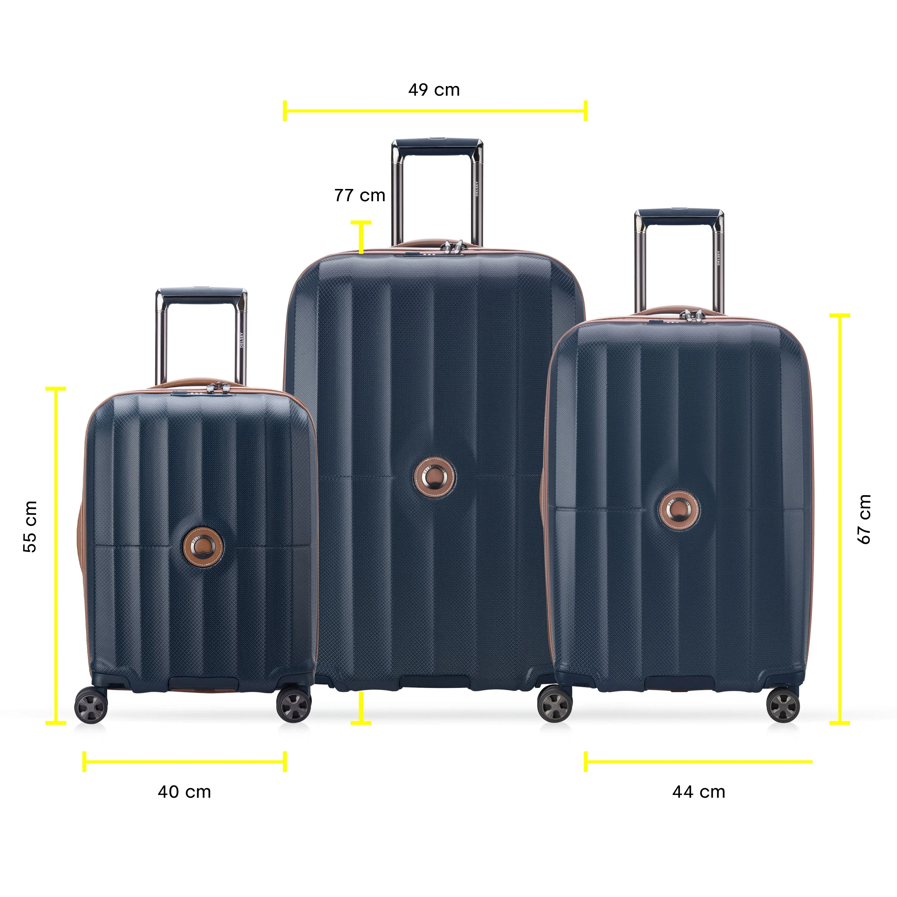 ST TROPEZ - Set 3 Suitcases (L-77cm), (M-67cm) (S SLIM-55cm)